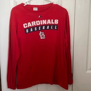 Medium St. Louis Cardinals baseball red long sleeve top with design on sleeve
